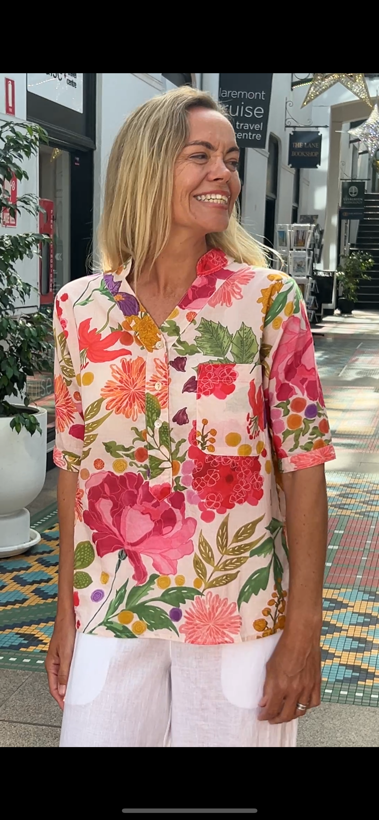 Yasmin Short sleeve pure cotton  shirt in french garden