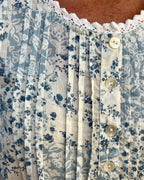 Betty in floral blue check Pure Cotton Short Sleeve Nightie