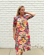 Brianna pure cotton shirt dress  in flower salad