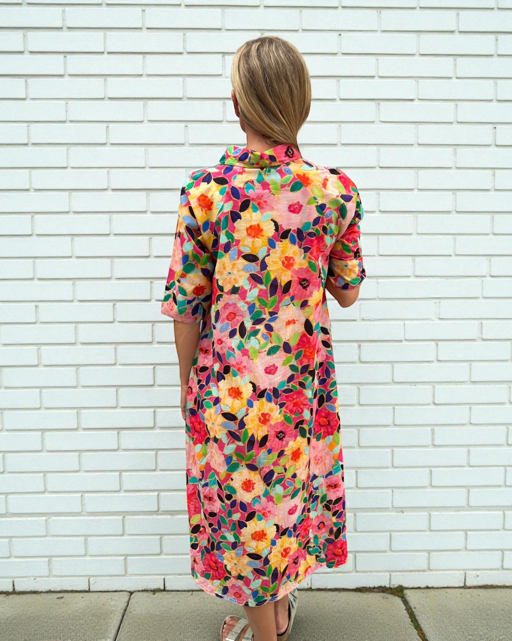 Brianna pure cotton shirt dress  in flower salad