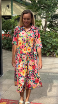 Brianna pure cotton shirt dress  in flower salad