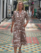 Brianna pure cotton shirt dress  in natural rainforest
