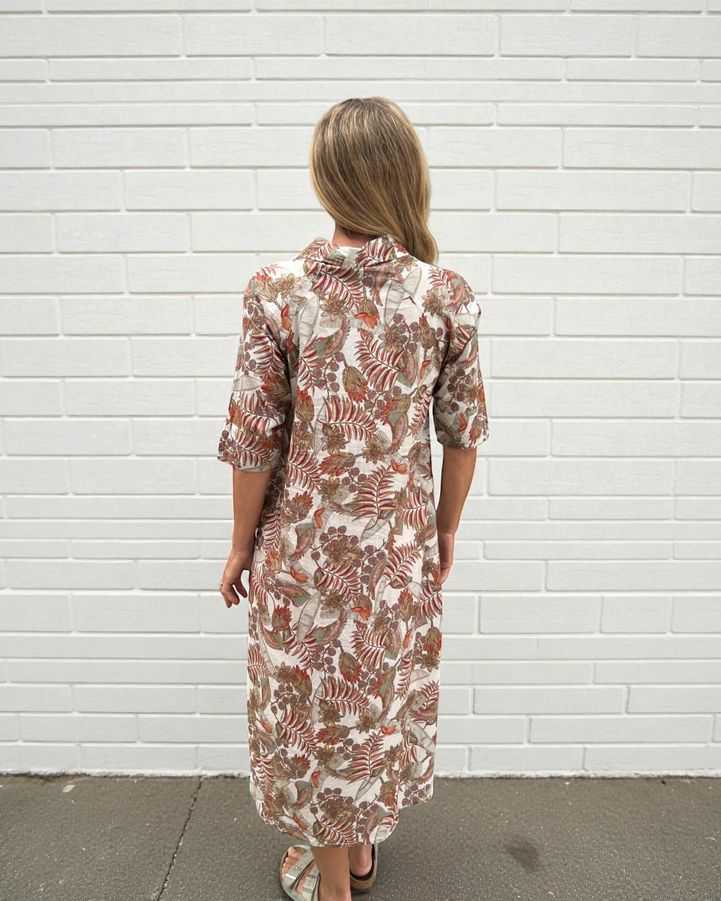 Brianna pure cotton shirt dress  in natural rainforest