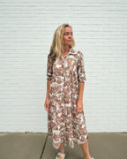 Brianna pure cotton shirt dress  in natural rainforest