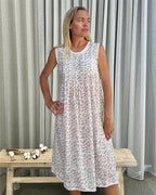 Brittany in miniature rose pure cotton sleeveless nightie