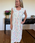 Brittany nightgown in fern flower cotton cambric, sleeveless