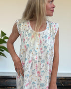 Brittany nightgown in fern flower cotton cambric, sleeveless