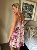 Esme in Peony Pure Cotton Short Shoestring Nightie