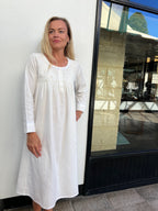 April Brushed Cotton Winceyette Shirred White Nightgown