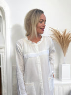 Jasmine Wincey Brushed Cotton White Brunchcoat/Gown