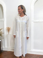 Jasmine Wincey Brushed Cotton White Brunchcoat/Gown