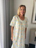 Libby Green Garden  Pure Cotton shift style Nightie with sleeve