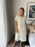 Betty in Green Garden Pure Cotton Short Sleeve Nightie