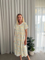 Betty in Green Garden Pure Cotton Short Sleeve Nightie