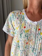 Betty in Green Garden Pure Cotton Short Sleeve Nightie