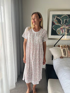 Betty in Miniature Rose Pure Cotton Short Sleeve Nightie