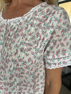 Betty in Miniature Rose Pure Cotton Short Sleeve Nightie