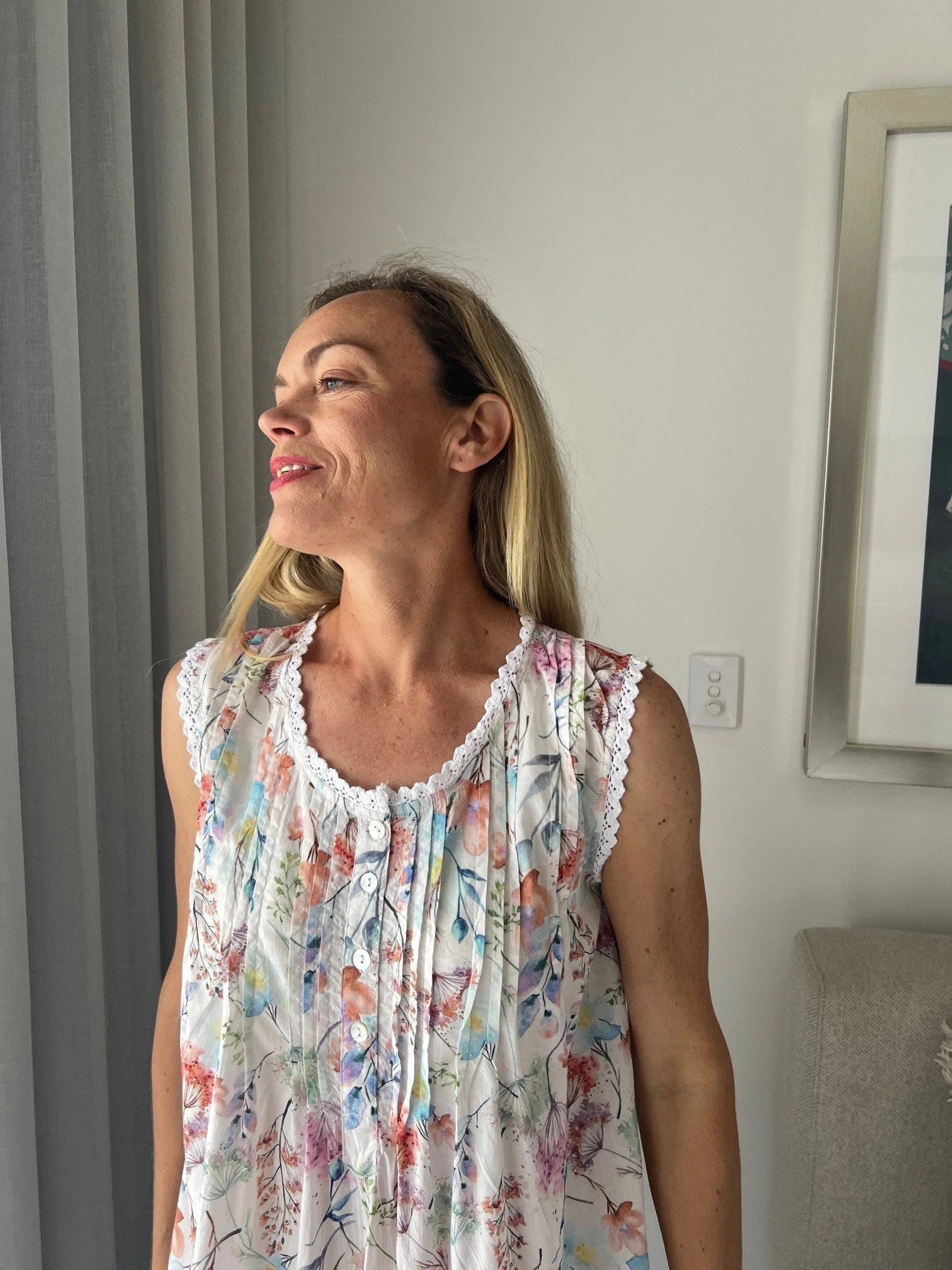 Brittany in Dandelion Spray Pure Cotton Sleeveless Nightie