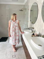 Brittany Soft Blue floral mix  Pure Cotton Sleeveless Nightie