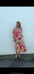 Chelsea in French Garden Floral - Pure Cotton layered dress with longsleeves
