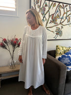 Cora Brushed Cotton  Long Sleeve & Long length Baby Blue Nightgown