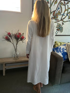 Cora Brushed Cotton  Long Sleeve & Long length White Nightgown