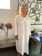 Cora Brushed Cotton  Long Sleeve & Long length White Nightgown