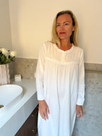 Cora Brushed Cotton  Long Sleeve & Long length White Nightgown