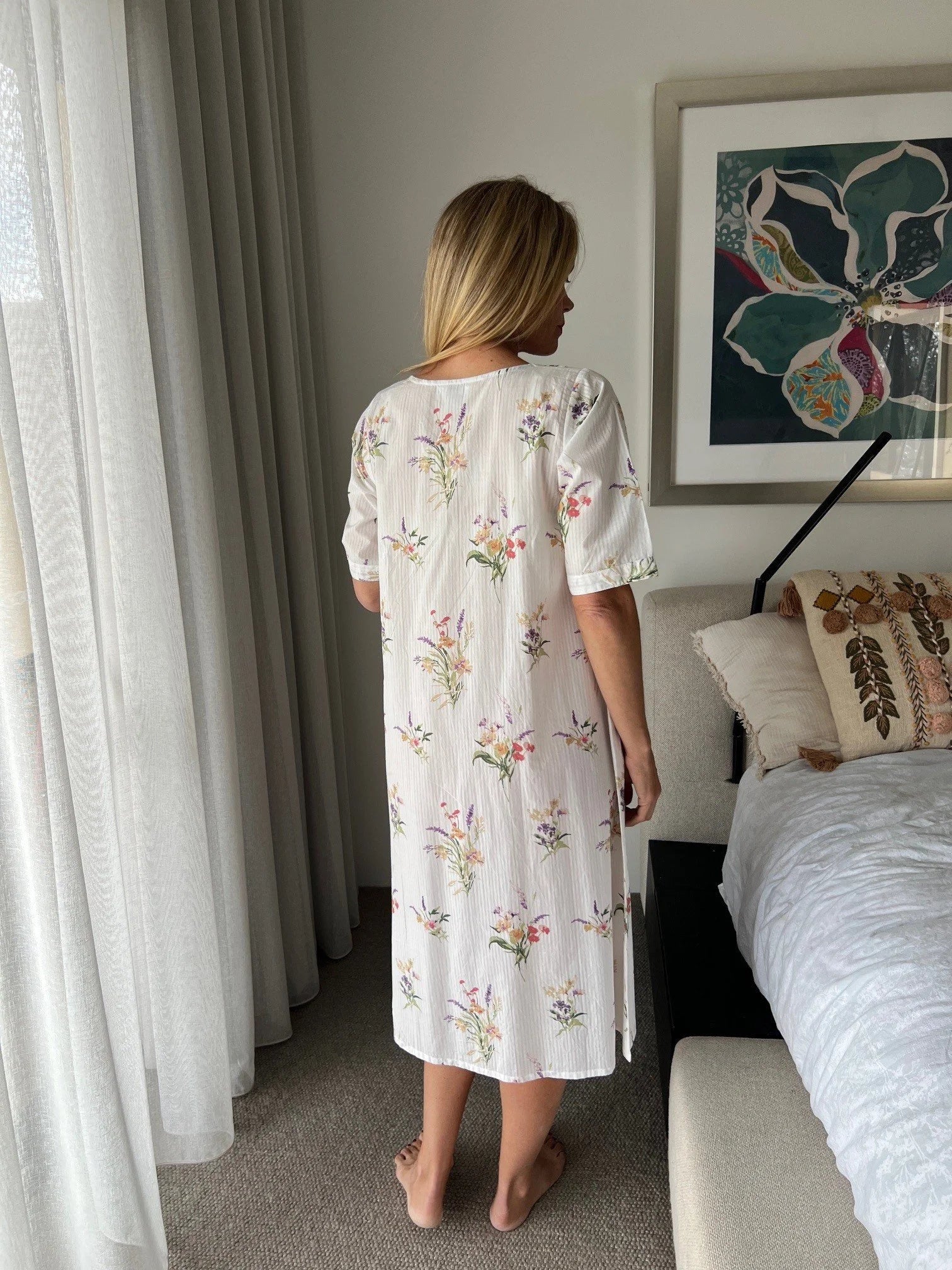 Libby in Native bunch Pure Cotton shift style Nightie with sleeve