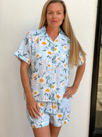 Cotton Blue Floral Shortie PJ Set