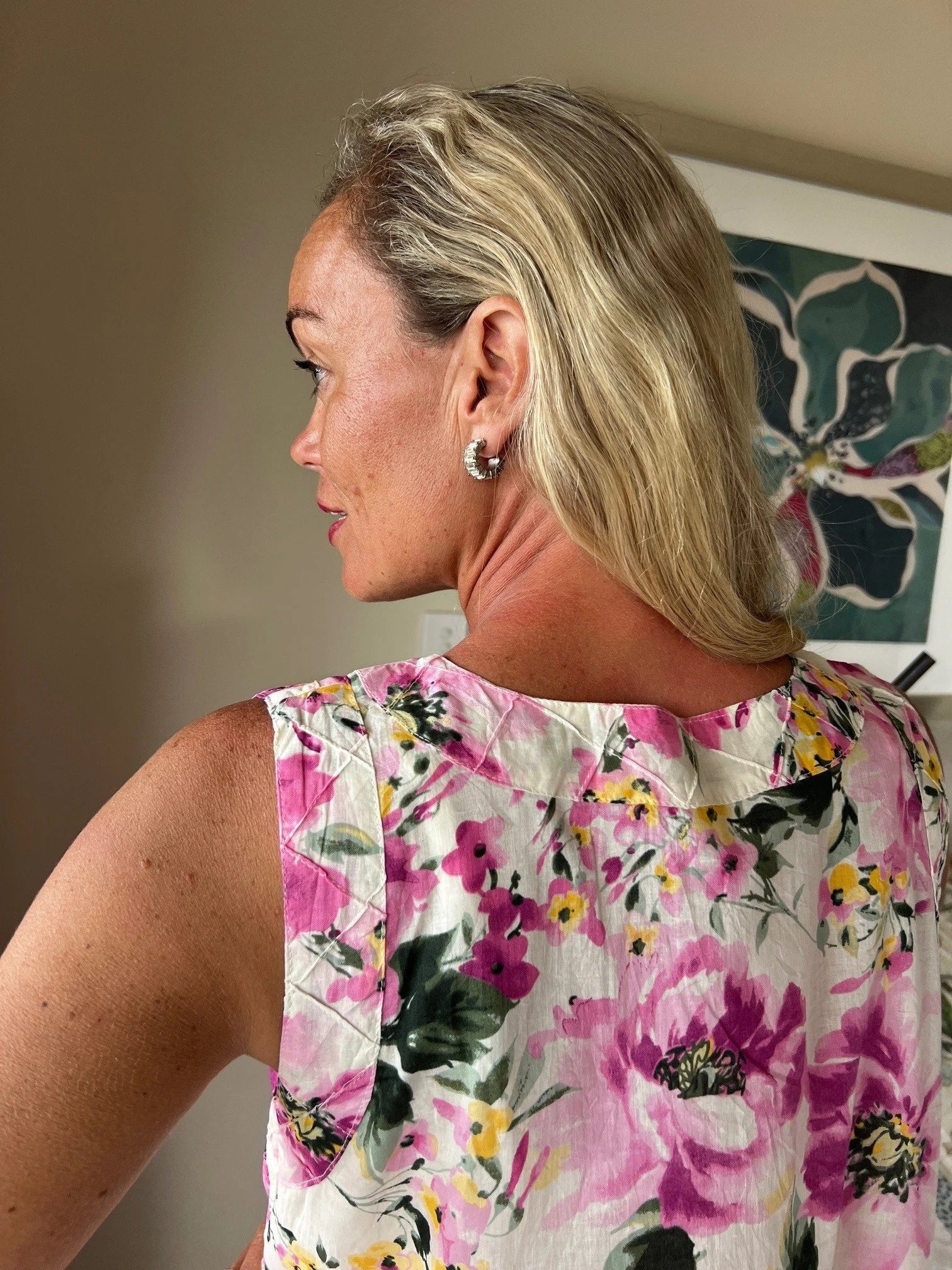 Daisy in Peony pure Cotton Sleeveless Nightie