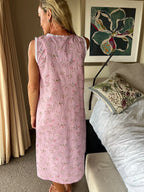 Estelle in Mauve Sleeveless Nightie With Front Pintucks, Buttons and Lace Detail