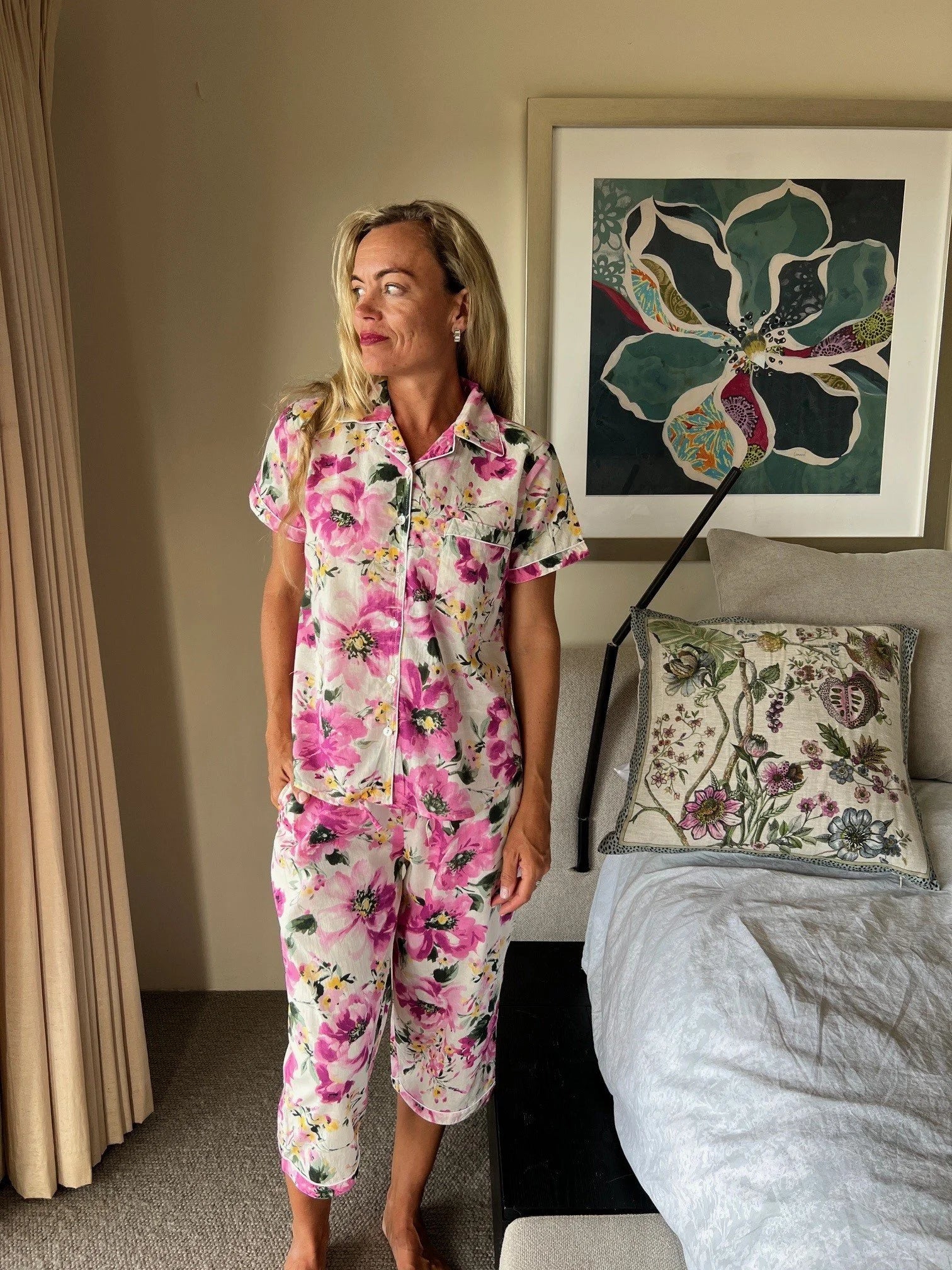Isabella Peony Pure Cotton 3/4 Length PJs