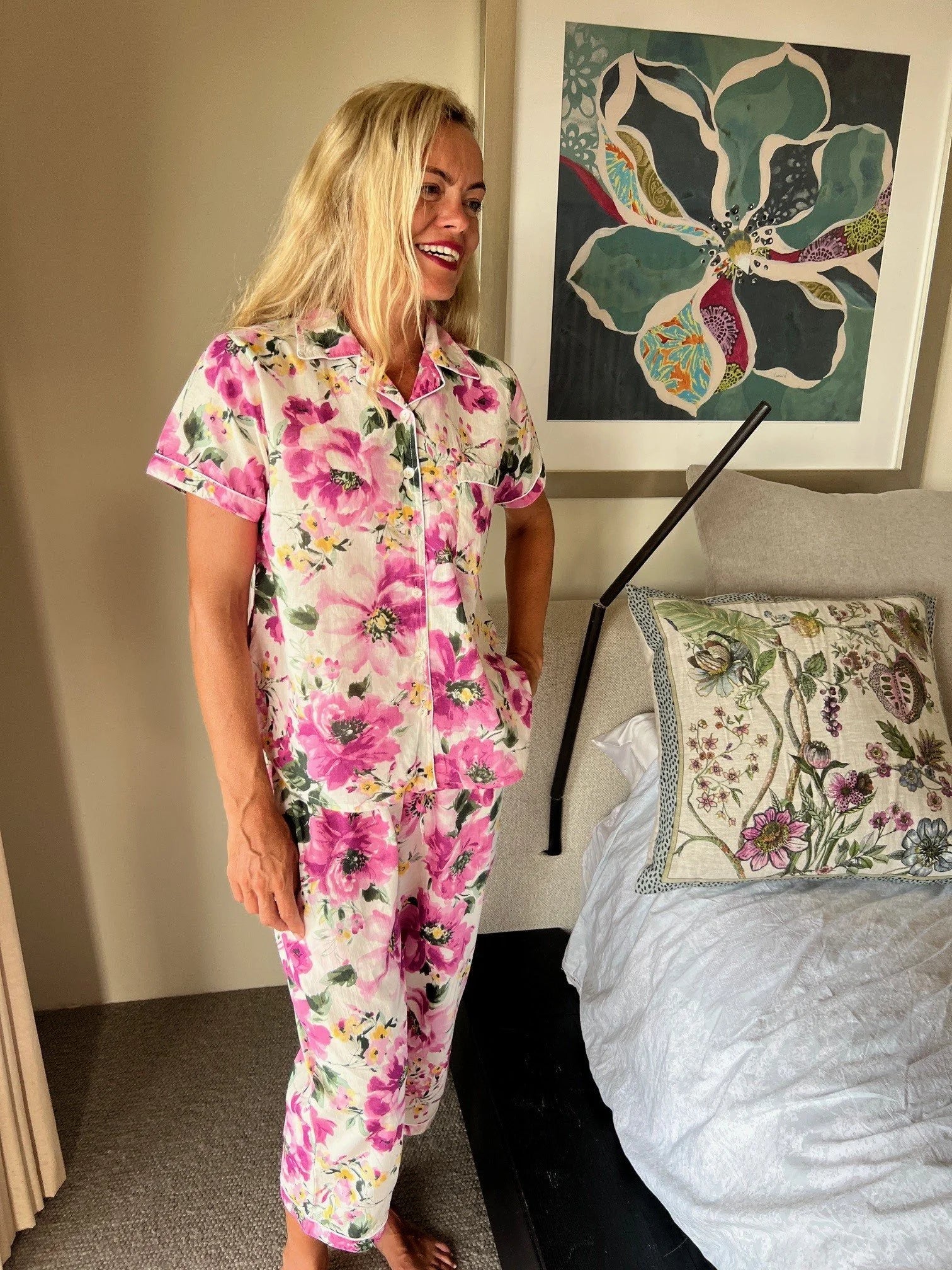 Isabella Peony Pure Cotton 3/4 Length PJs