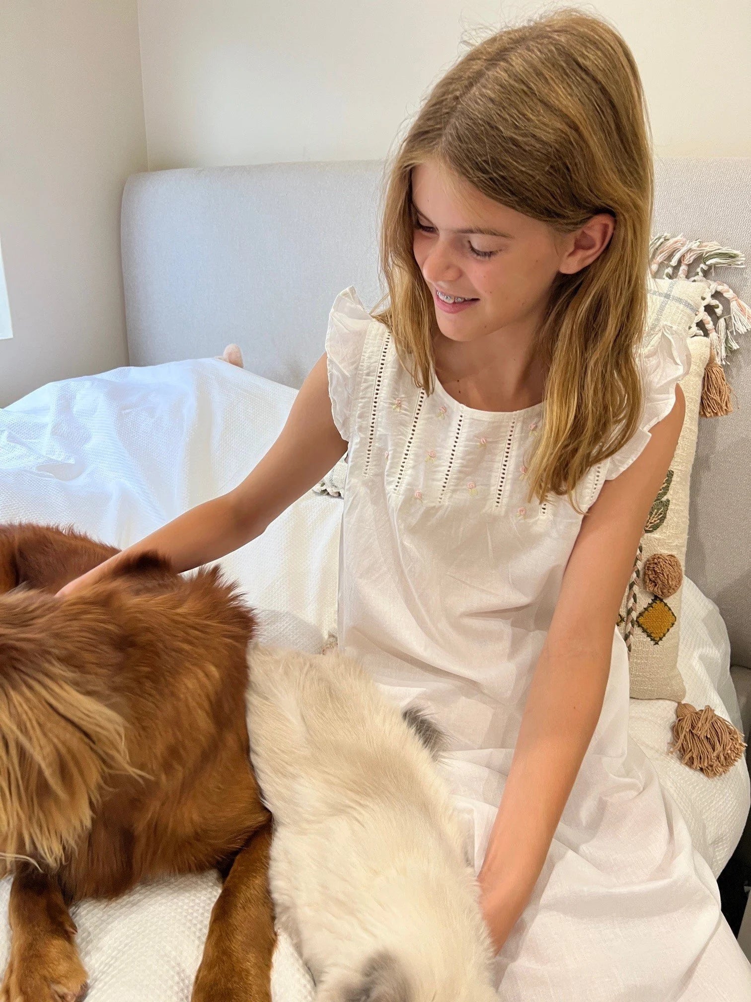 Matilda Girls White Pure Cotton Butterfly Sleeve Nightie