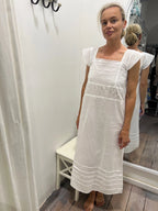 White Butterfly Sleeve Long Pure Cotton Nightie