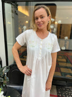 White Short Sleeve Cotton Nightie