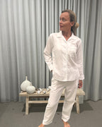 Eleanor Brushed Cotton Long Sleeve Soft White PJ Set