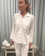 Eleanor Brushed Cotton Long Sleeve Soft White PJ Set