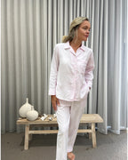 Eleanor Brushed Cotton Long Sleeve Soft soft pink PJ Set