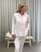 Eleanor Brushed Cotton Long Sleeve Soft soft pink PJ Set