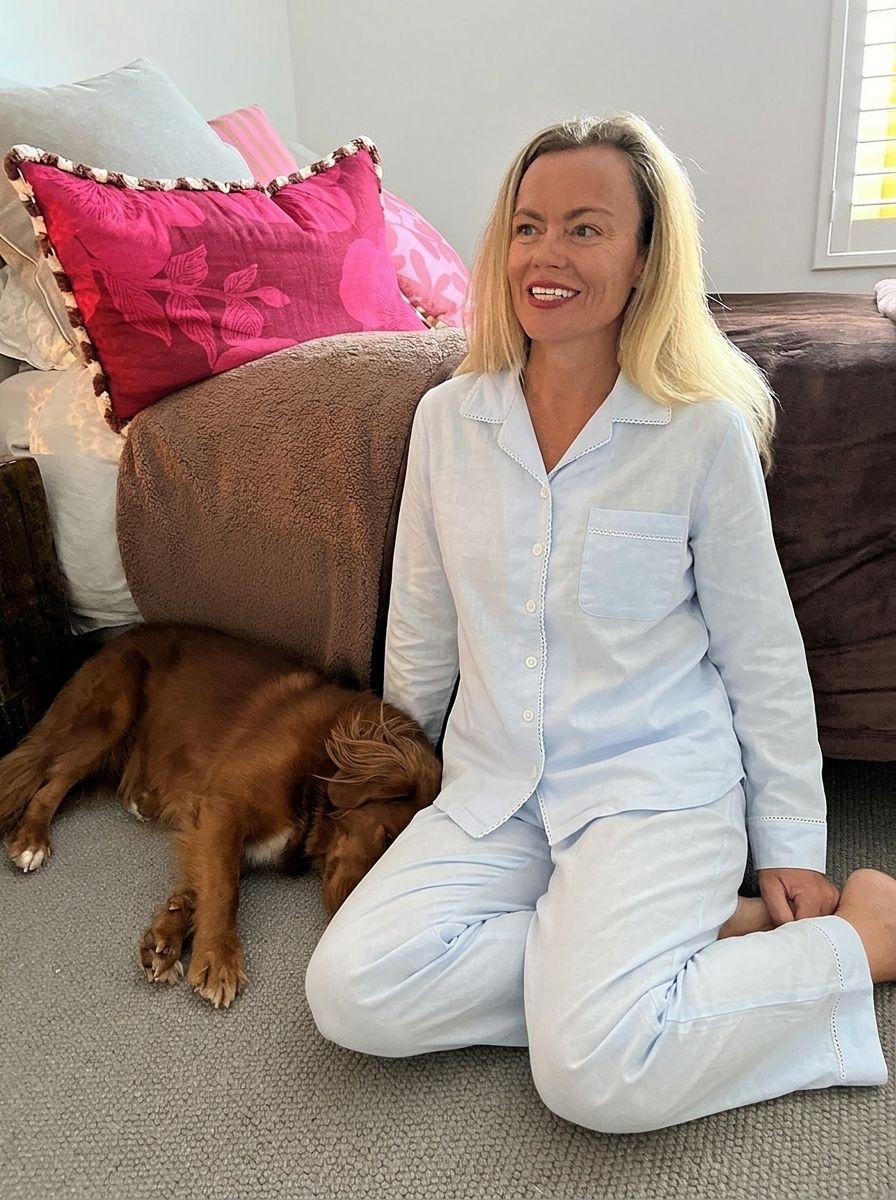 Eleanor Brushed Cotton Long Sleeve light blue PJ Set