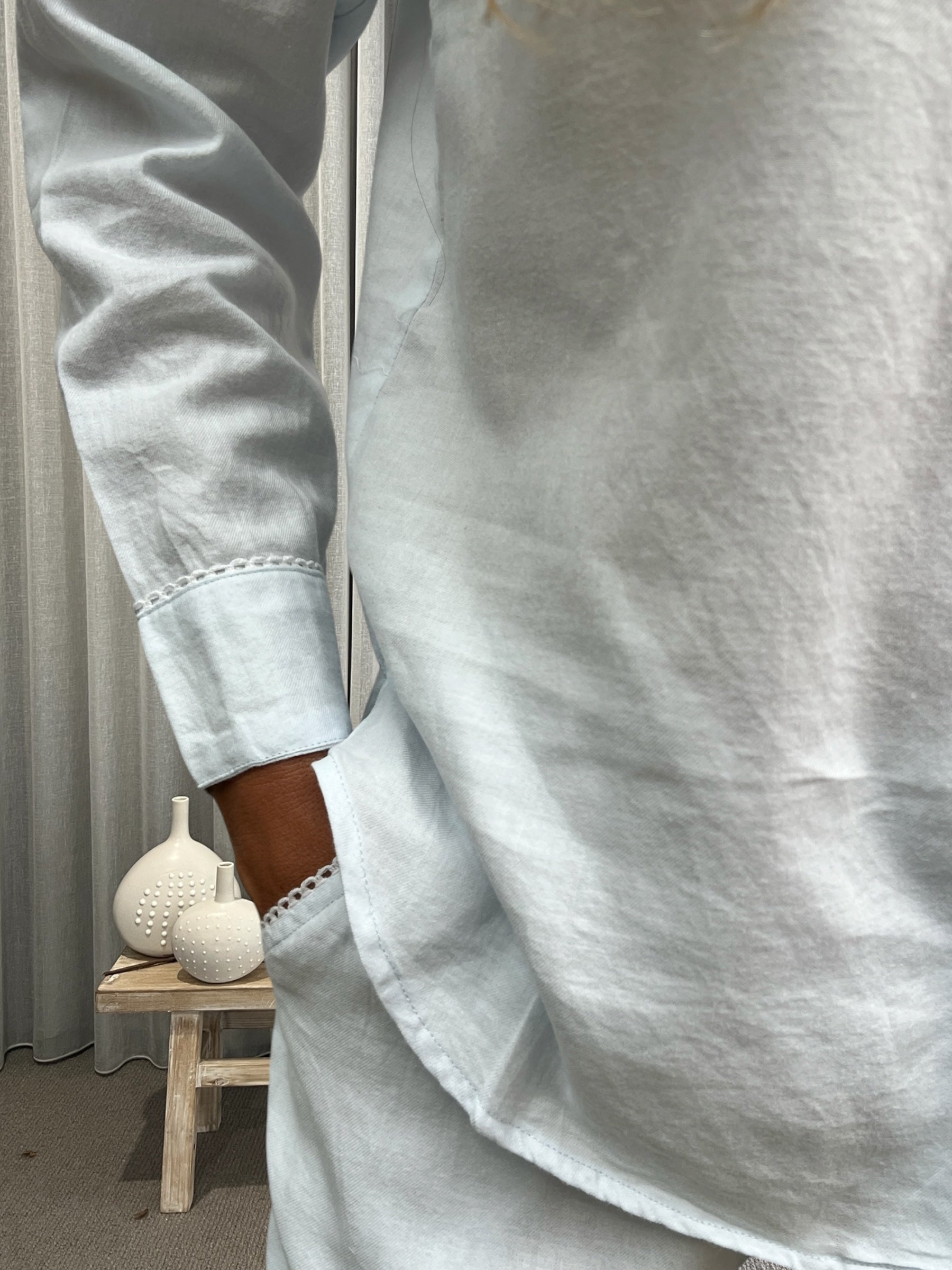 Eleanor Brushed Cotton Long Sleeve light blue PJ Set