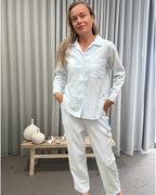 Eleanor Brushed Cotton Long Sleeve light blue PJ Set