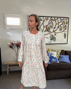 Elizabeth Cambric Cotton Long Sleeve Fern Flower Nightgown