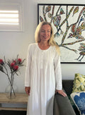 Elizabeth Voile Cotton Long Sleeve White Nightgown