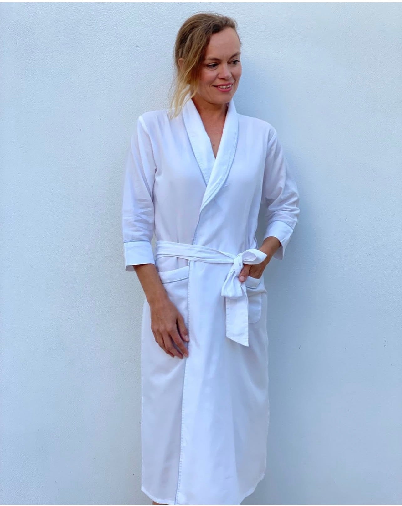 Twill Cotton White Dressing Gown