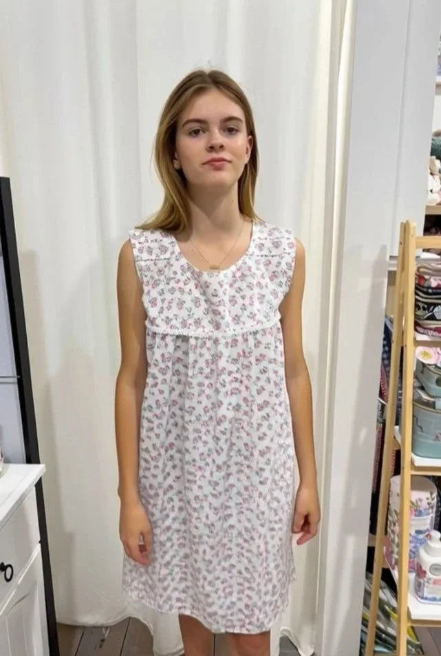 Arabella Girls miniature rose Pure Cotton Sleeveless Nightie