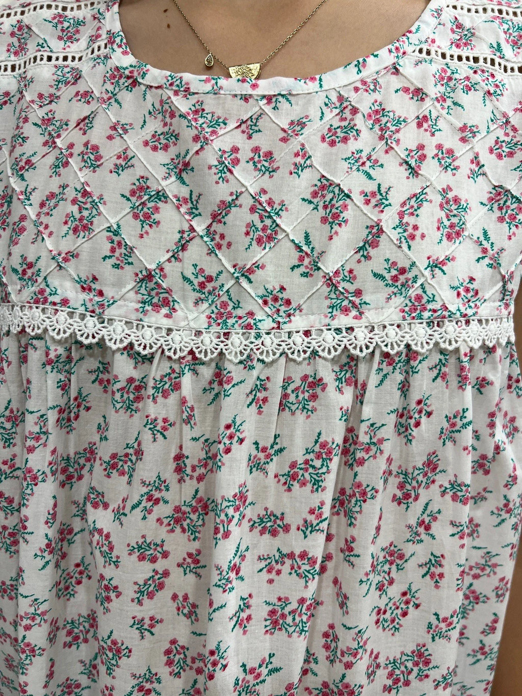 Arabella Girls miniature rose Pure Cotton Sleeveless Nightie