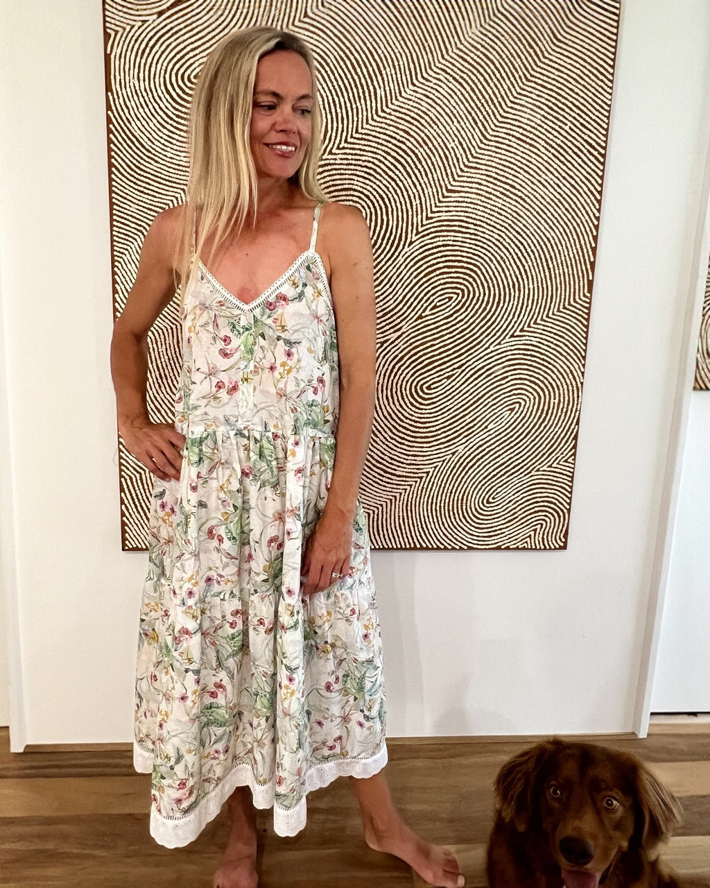 Phillipa pure cotton shoestring dress in petite garden